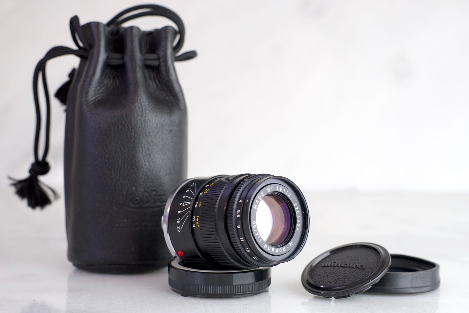Leitz Leica M Rokkor 90mm F/4 Lens with Lens Hood, Lens Cap, and Carrying  Pouch - Fully Functional M Mount — F Stop Cameras